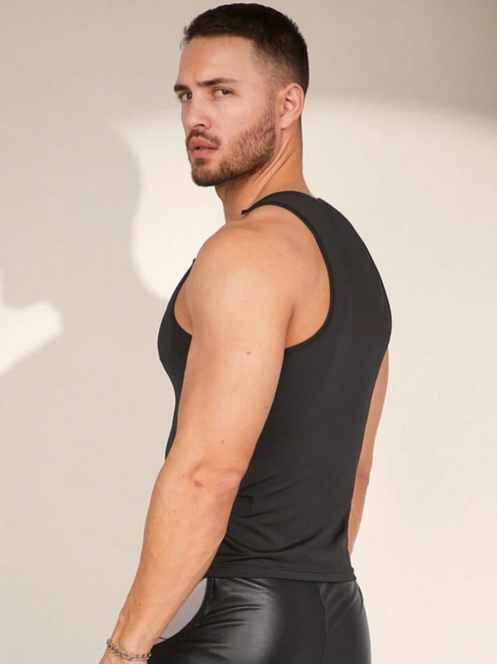 Streak Hawk Men's Solid Color Knitted Casual Tank Top Vests